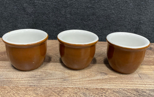 Lot Of 3 Hall Pottery Brown Ramekins