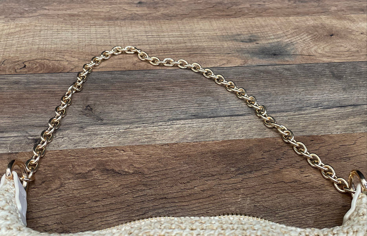 Gold Woven Mini Purse Shoulder Bag Crossbody Gold Chain Strap Small Handbag