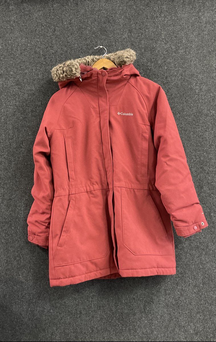 Columbia Girls Nordic Strider Parka Jacket Rose Omni-Heat Faux Fur Hood Sz XL