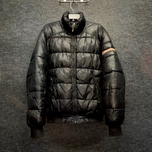 Calvin Klein Jeans Men's Black Puffer Full Zip Mock Neck Jacket Coat Size M