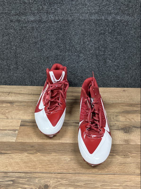 Nike Alpha Pro Mid Flywire Team Red White Football Cleats Size 10.5