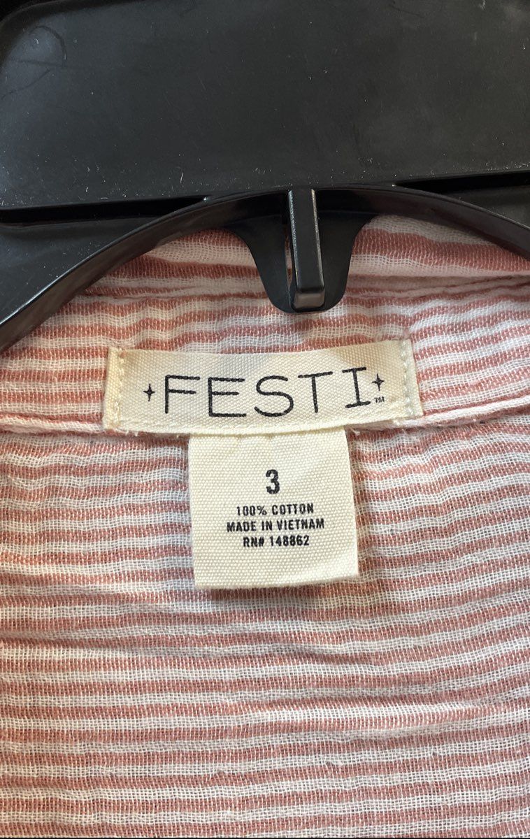 Torrid Festi Women's 3X Old Rose Stripe Cotton Relaxed Tunic Shirt NWT