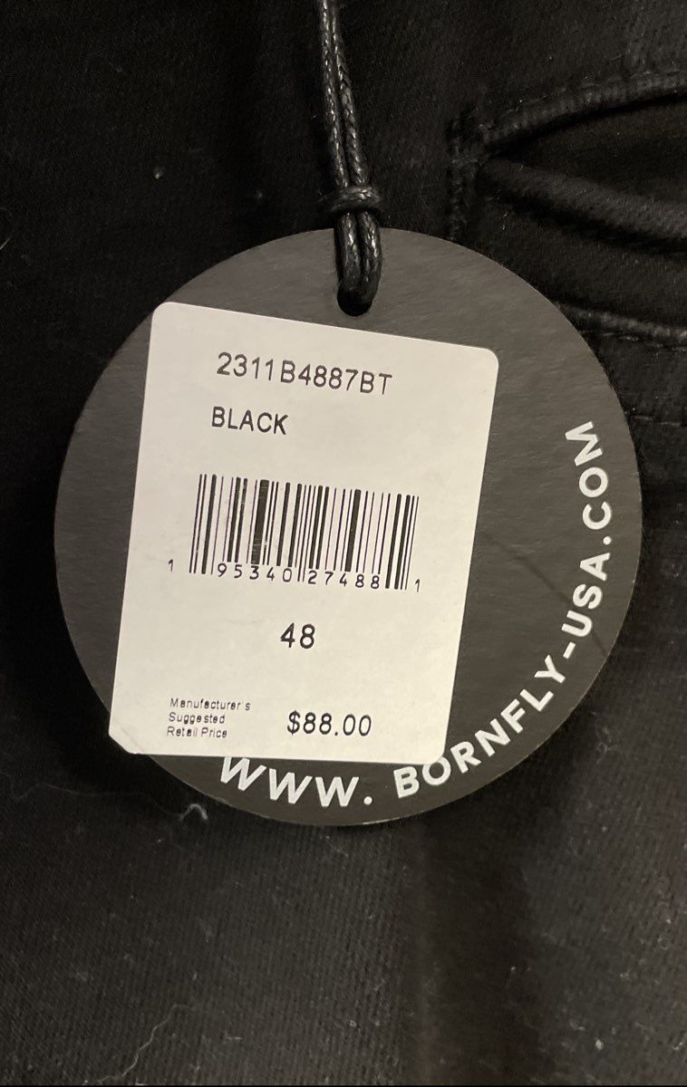 Bornfly Men's Black Multi-Pocket Cotton Streetwear Cargo Jeans Sz 48 NWT