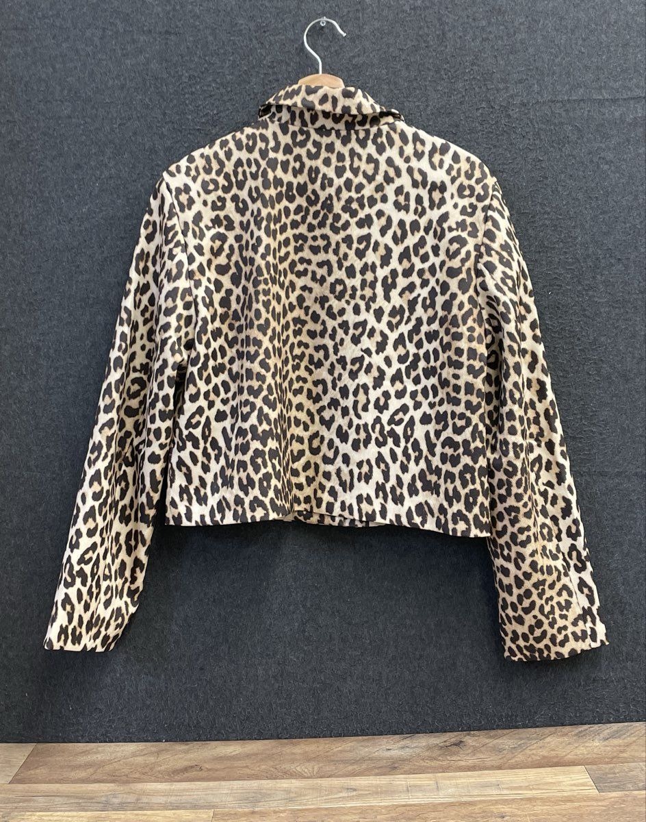 H&M Women's Leopard Print Cropped Jacket Gold Buttons NWT Sz M