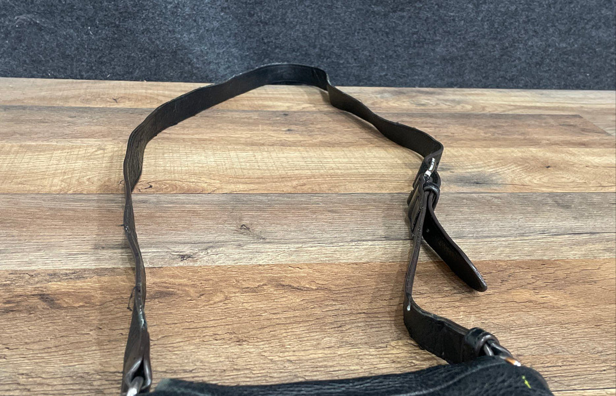 Black Leather Mini Crossbody Bag Animal Print Lining Silver Hardware