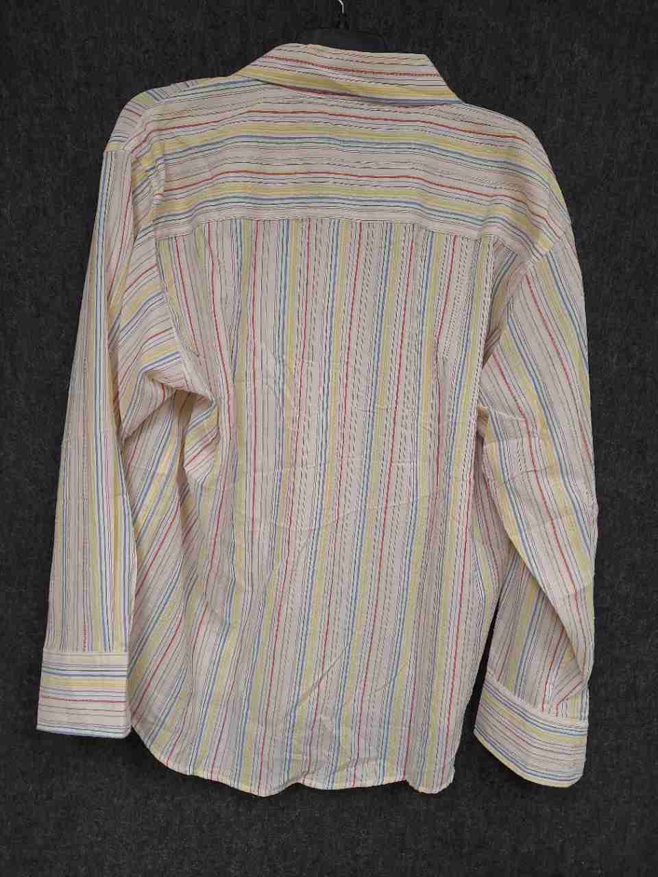 FUSA Jeans Men's Long Sleeve Button Down Striped Shirt Multi-Color Size XL