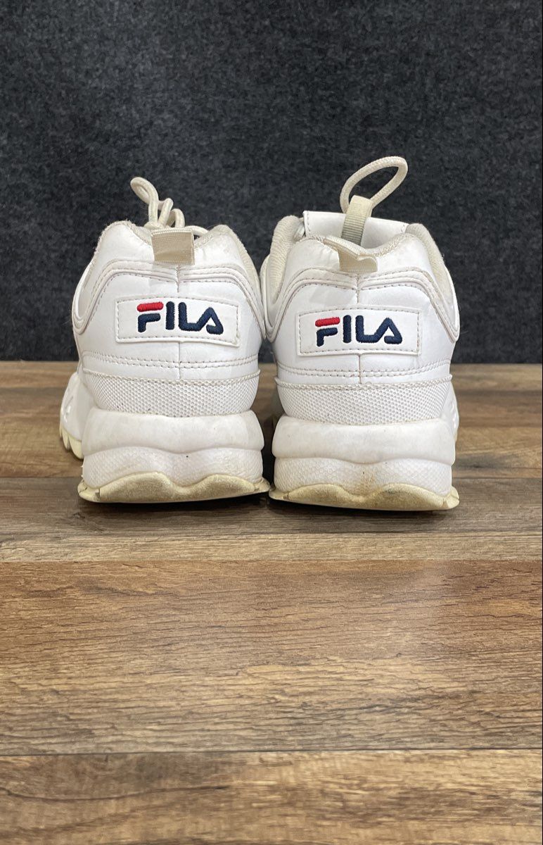 Fila Disruptor II Premium White Navy Red Chunky Sneakers Women's Size 7