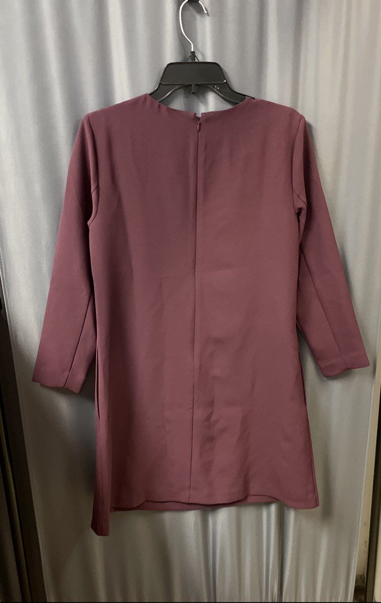 Ann Taylor Women's Purple Long Sleeve Shift Dress Plum Crew Neck NWT Sz 4
