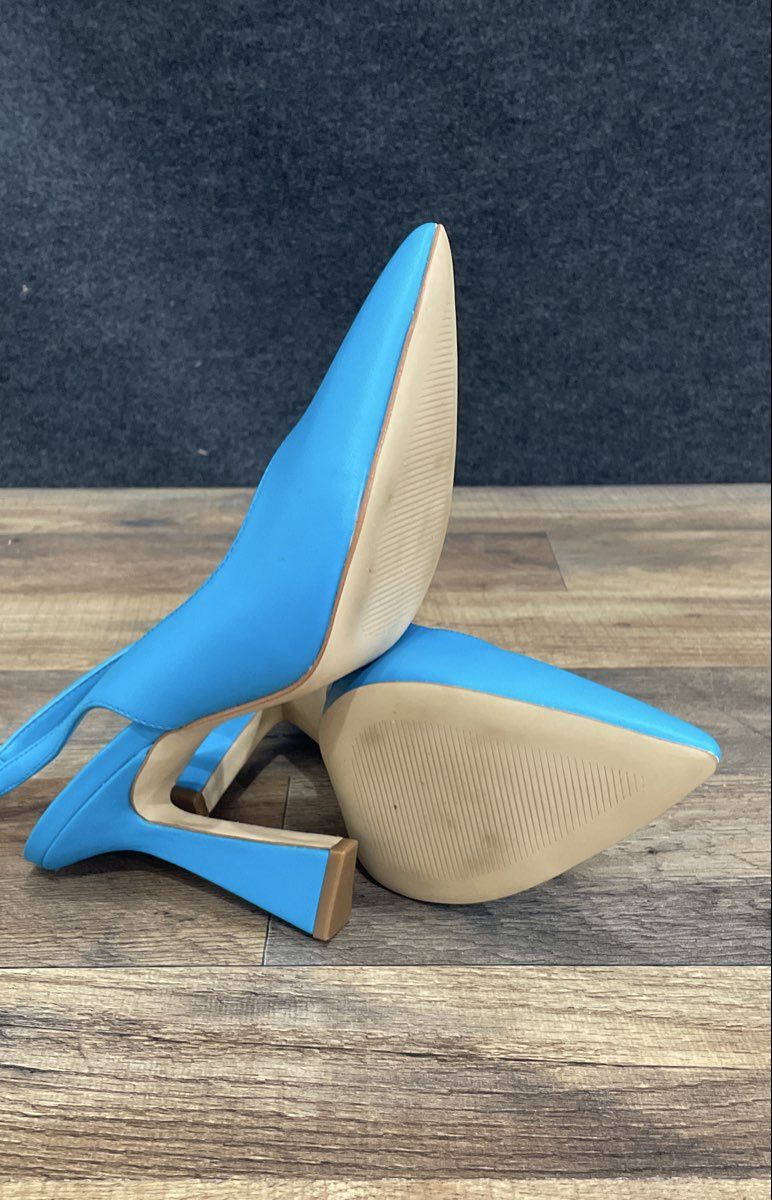 Marc Fisher Blue Pointed Toe Slingback Flared Heel Pumps Women's Size 8.5 M