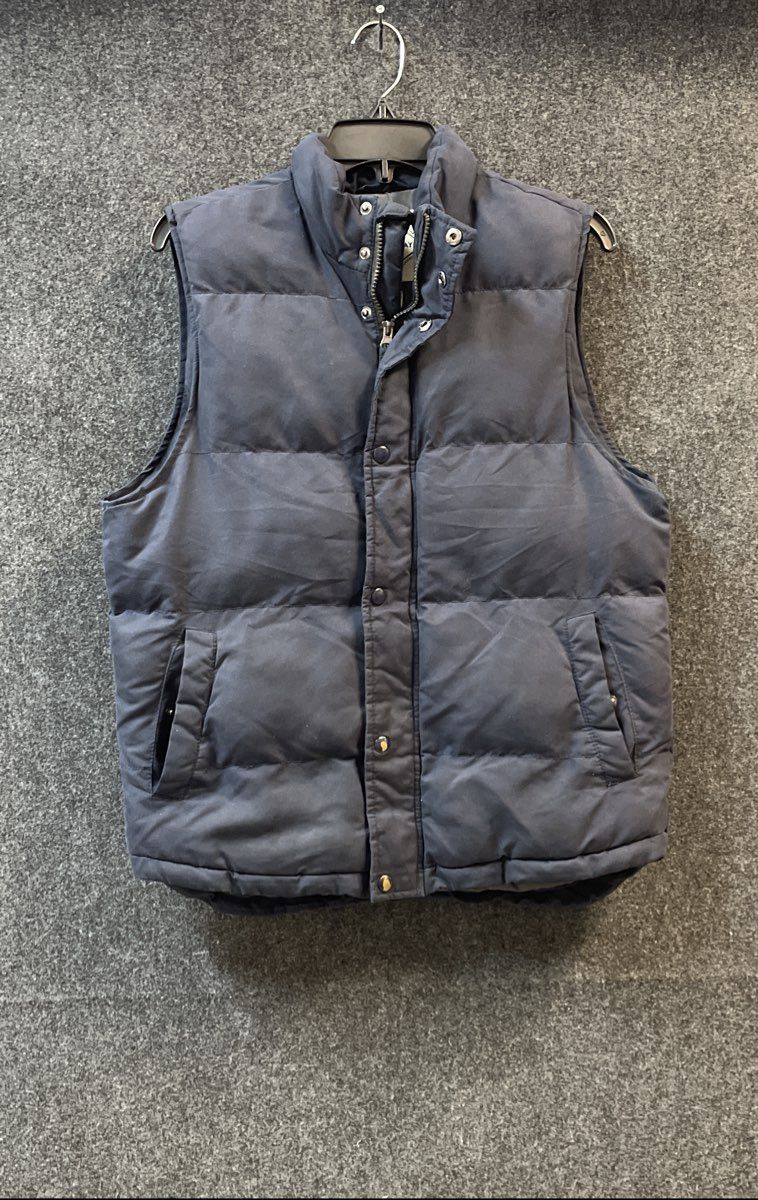 St John's Bay Men's Navy Blue Puffer Vest Quilted Full Zip Snap Front Sz S