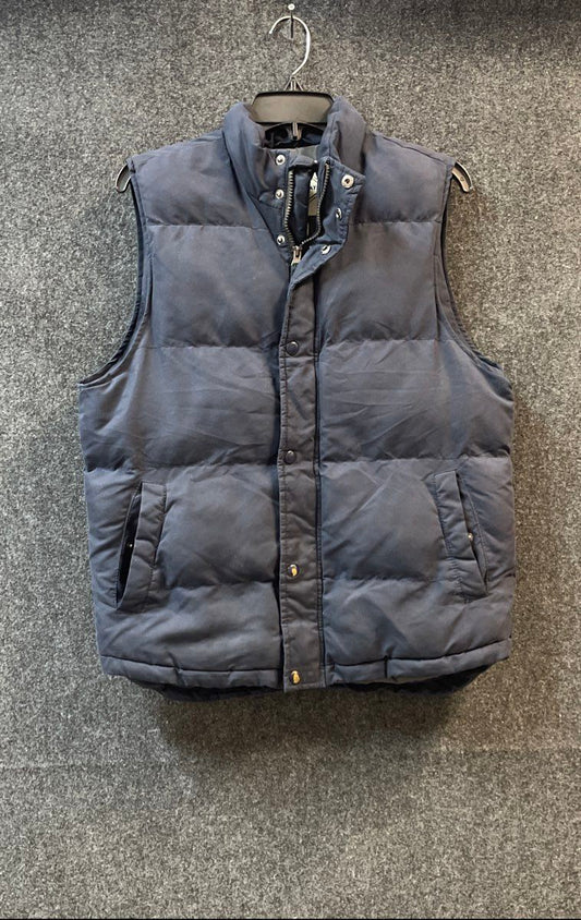 St John's Bay Men's Navy Blue Puffer Vest Quilted Full Zip Snap Front Sz S