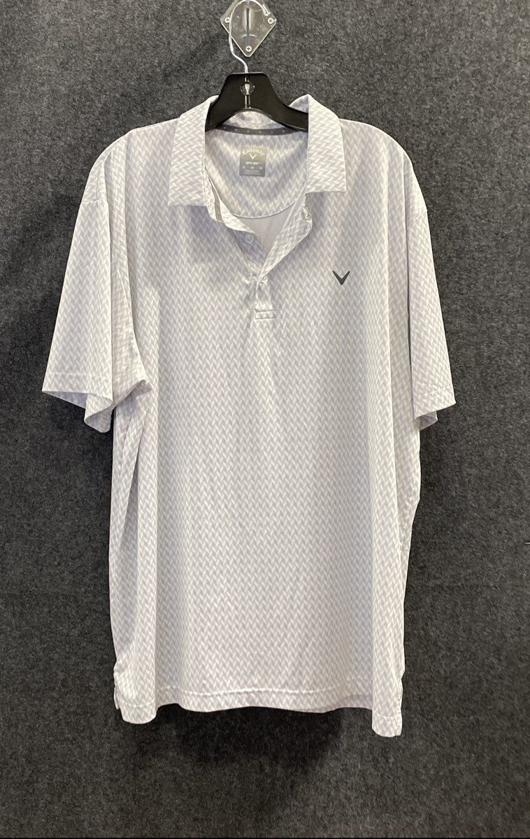 Callaway Men's White Opti-Dri Chevron Pattern Golf Polo Shirt Sz XL