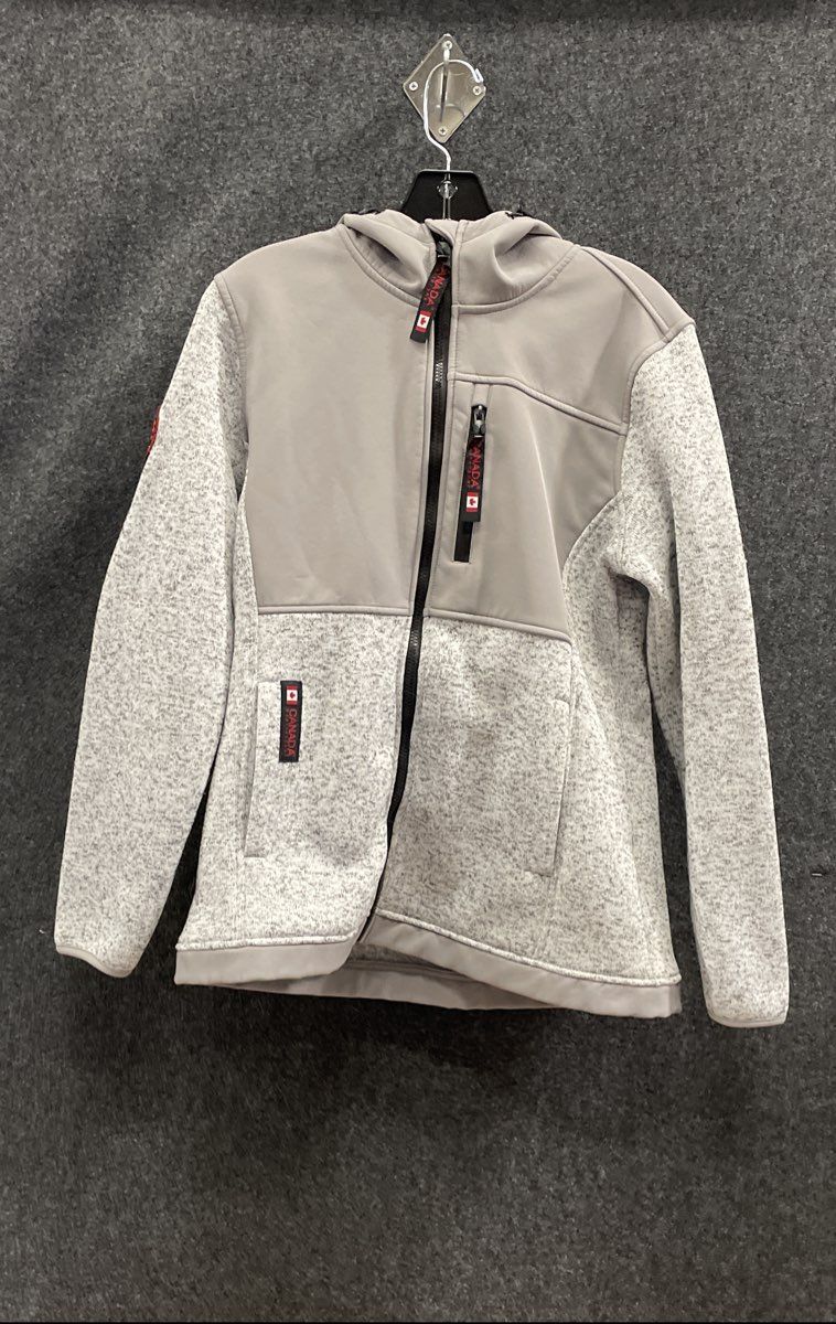 Canada Weathergear Men's Grey Full Zip Hooded Fleece Softshell Jacket Sz M