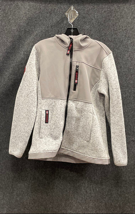 Canada Weathergear Men's Grey Full Zip Hooded Fleece Softshell Jacket Sz M