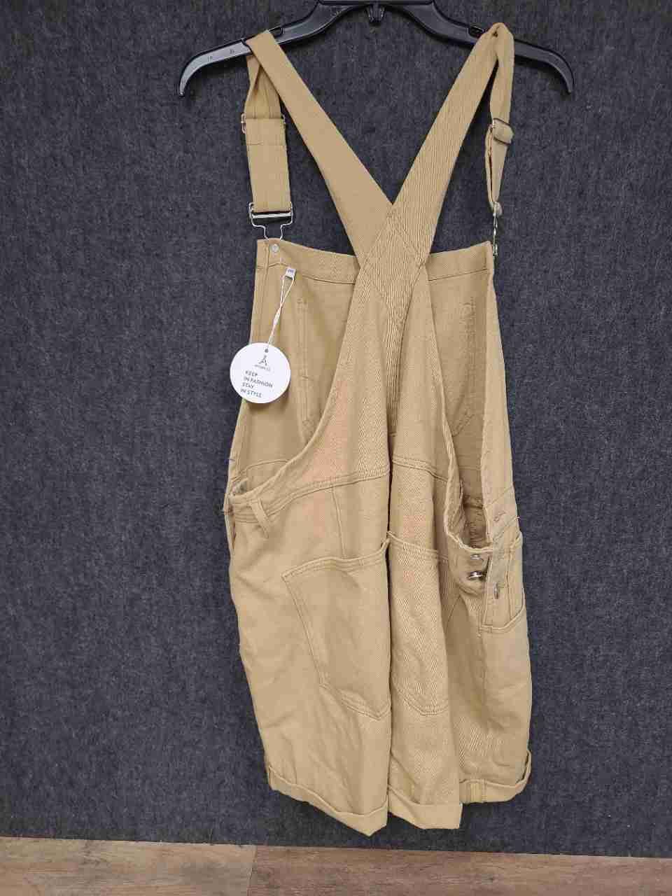 Anrabess Women's Khaki Tan Short Overalls Shortalls Bib Pocket NWT Sz XXL