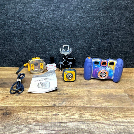 Vtech Kidizoom Action Cam & Twist Digital Camera Lot + Accessories Tested