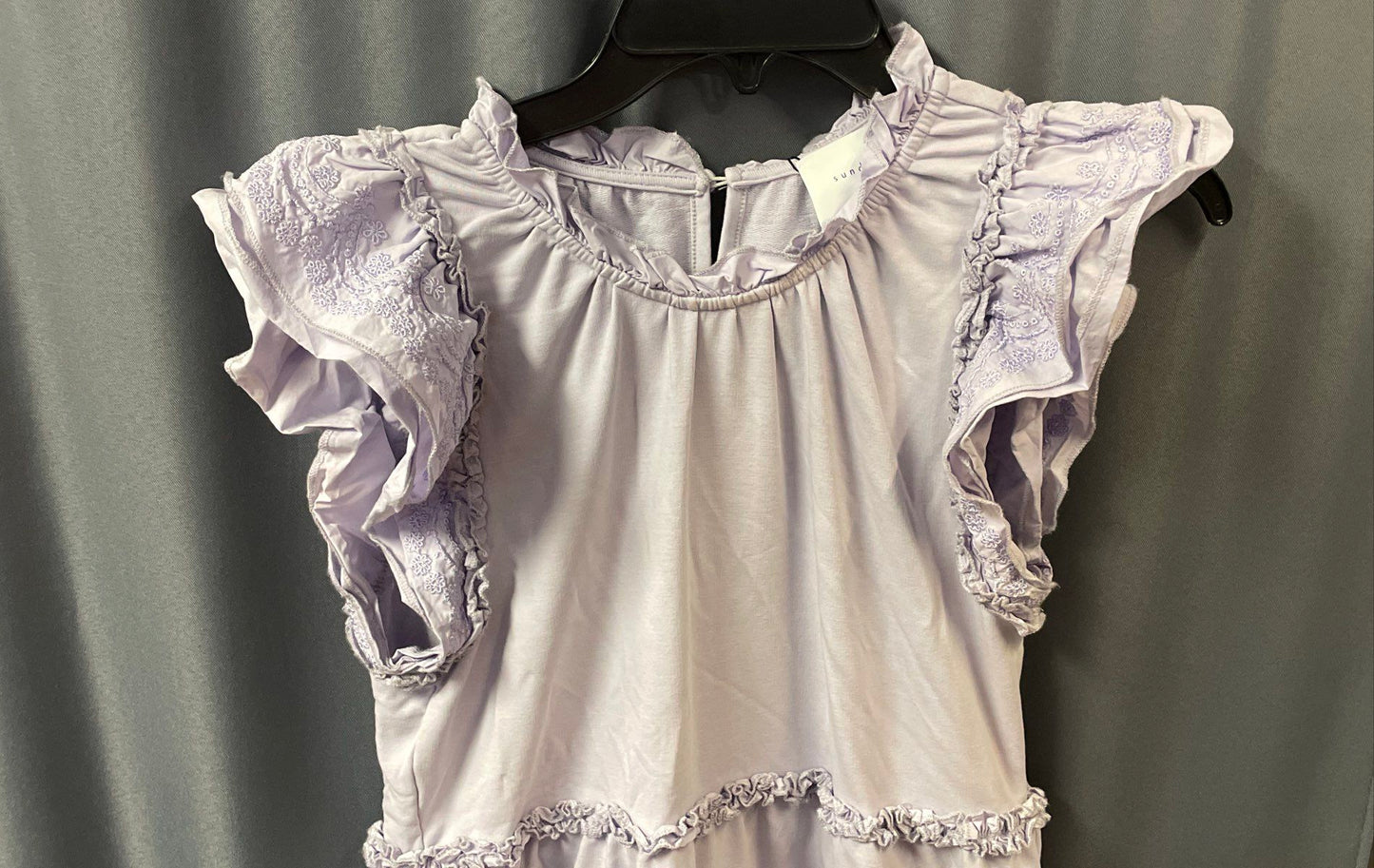 Sundays Women's Lilac Harlow Tiered Ruffle Flutter Sleeve Mini Dress NWT Size XS