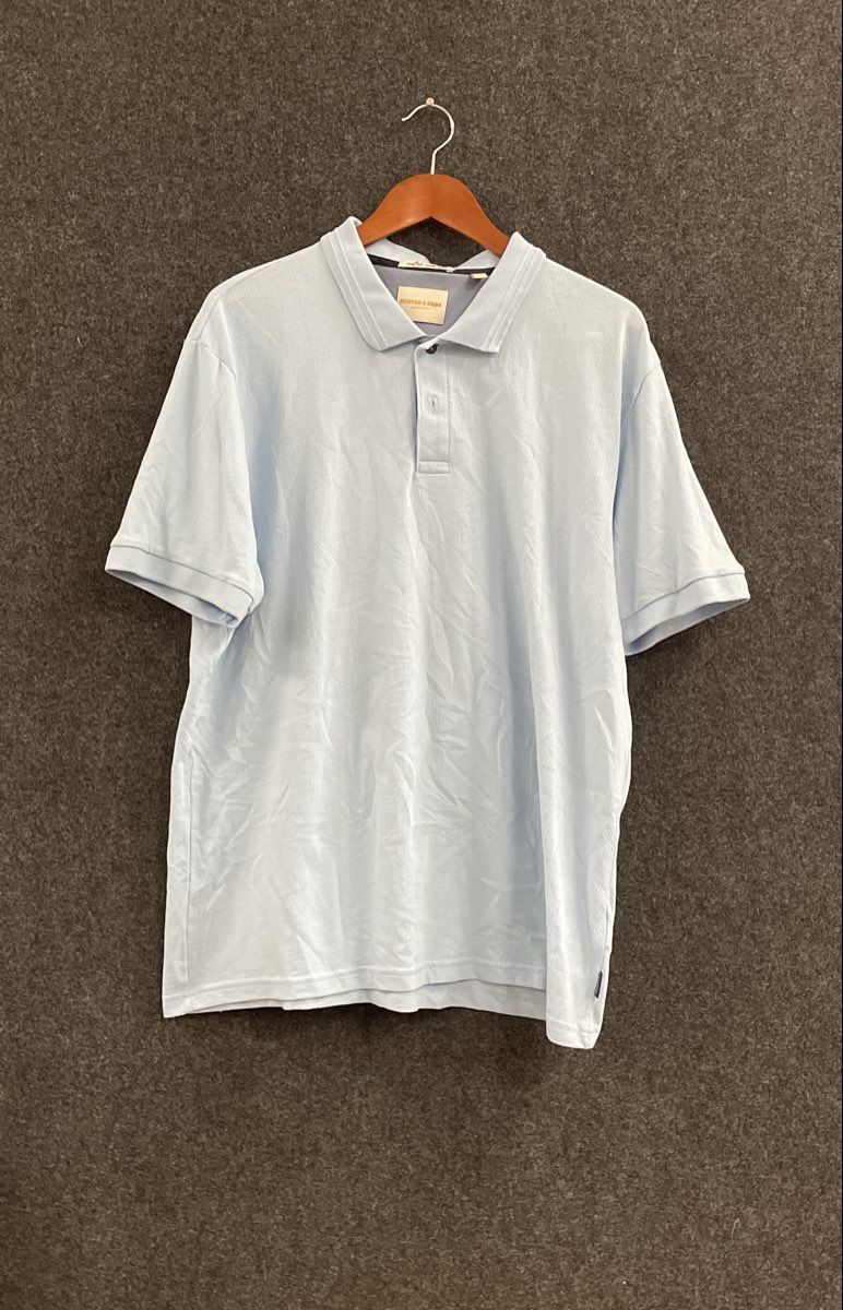 Scotch & Soda Men's Light Blue Short Sleeve Pique Polo Shirt Size XL