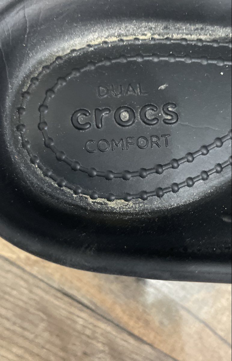 Crocs Black Platform Wedge Clog Mules Dual Comfort Buckle Strap Women's Size 9