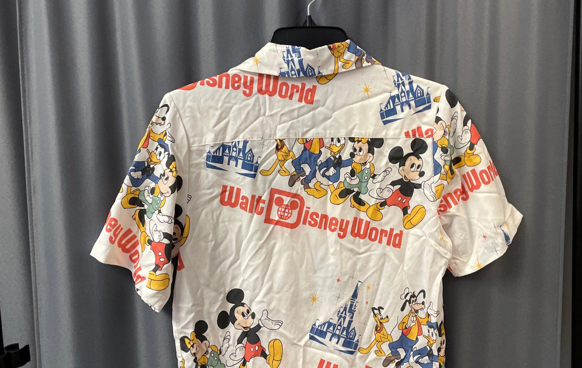 Walt Disney World 50th Anniversary Vault Collection Aloha Shirt White Mickey XS