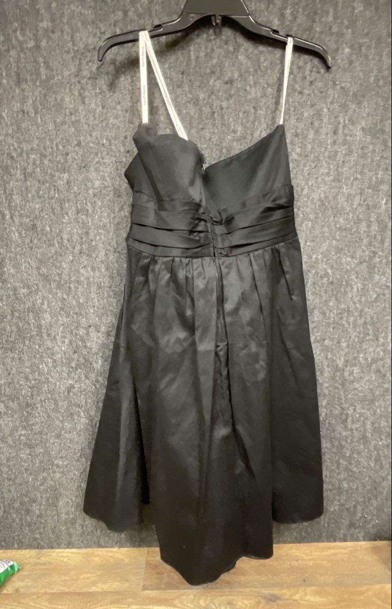 David's Bridal Women's Black Cotton Pleated Strapless Cocktail Dress Sz 14