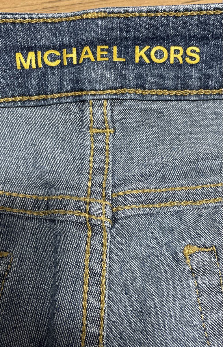 Michael Kors Women's Blue Patch Pocket Wide Leg Flare Denim Jeans Size 14