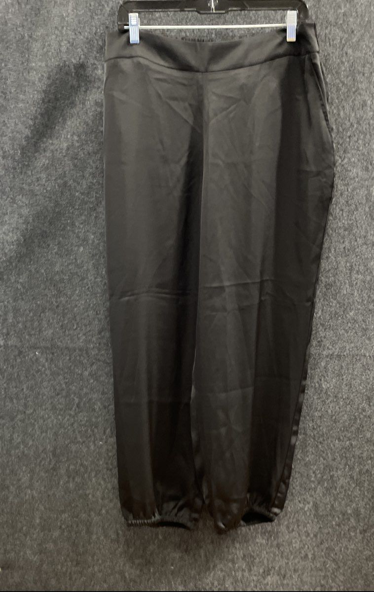 Express Women's Black Satin High Waist Jogger Pants NWT Sz L Pockets