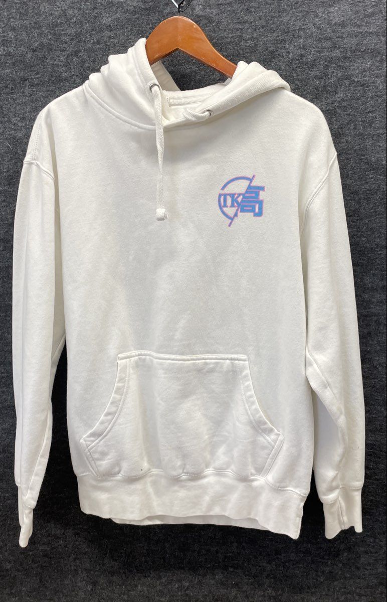 Smart Blanks Men's White Legend Forever Blue Dragon Japanese Graphic Hoodie Sz M
