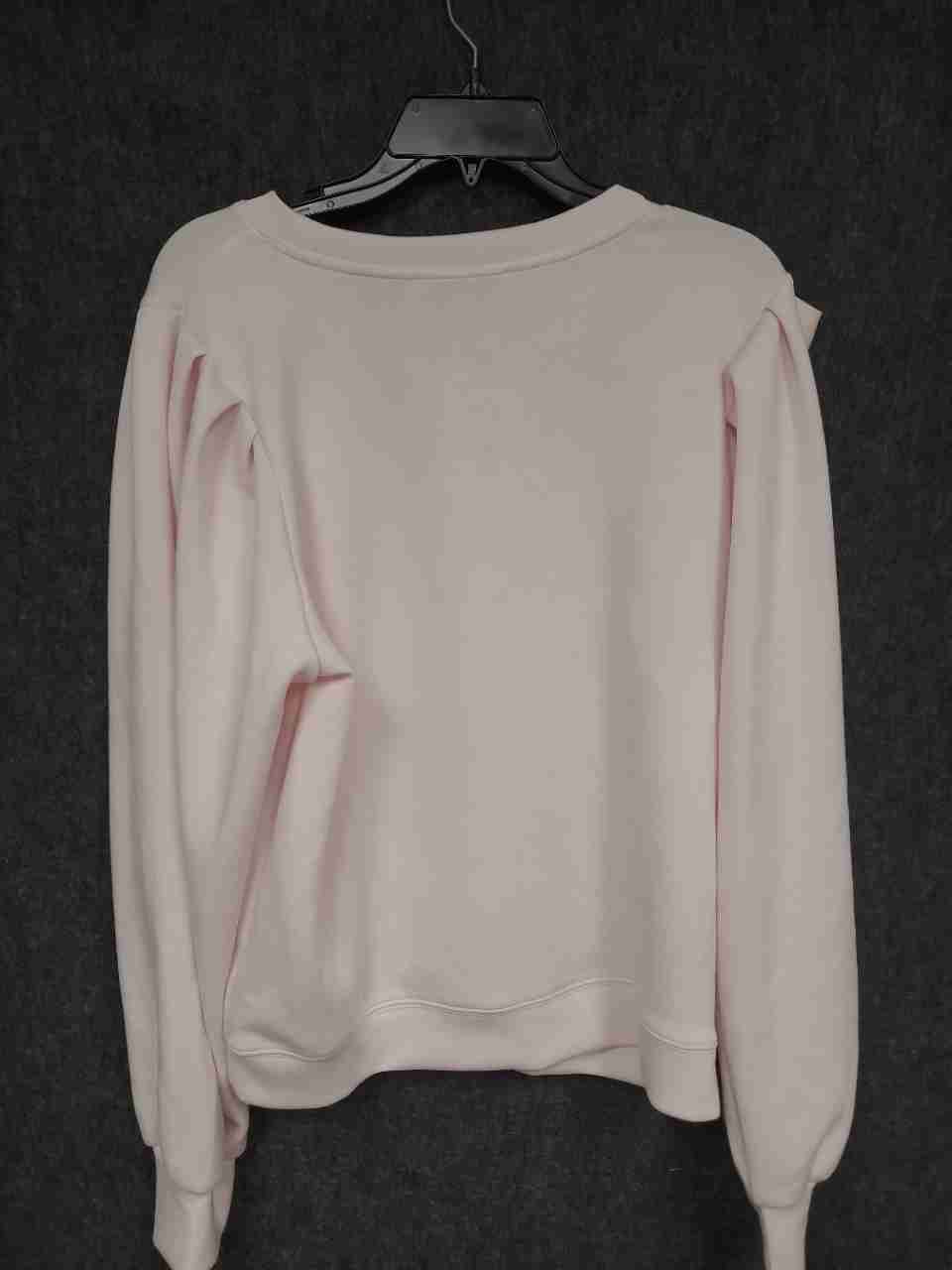 Magaschoni Women's Light Pink Shoulder Bow Puff Sleeve Pullover Sweatshirt Sz M