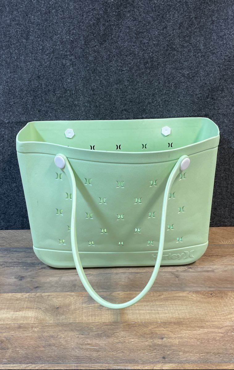 Hurley Pale Green Perforated Logo EVA Rubber Beach Tote Bag Large