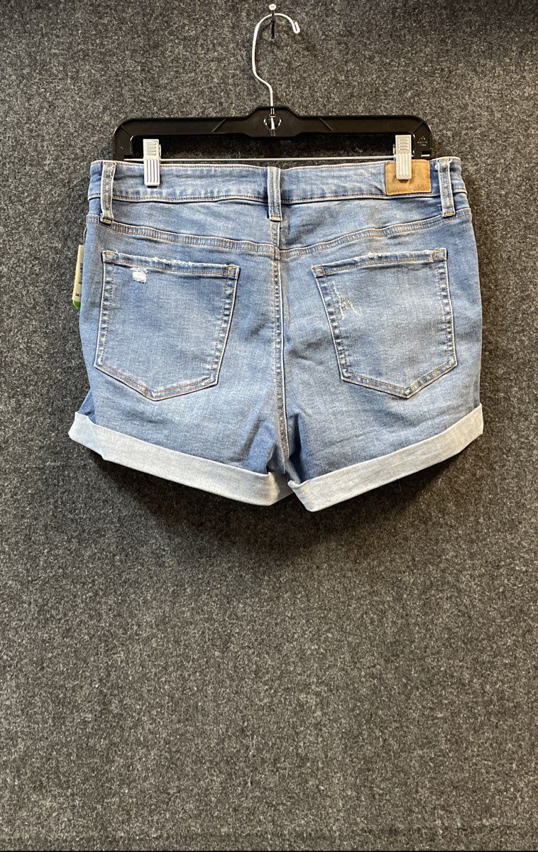 Aeropostale Women's Blue High Rise Midi Denim Shorts Distressed Ripped NWT Sz 12