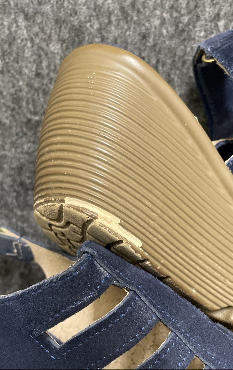 Skechers Parallel Trapezoid Navy Suede Wedge Sandals Women's Size 8.5