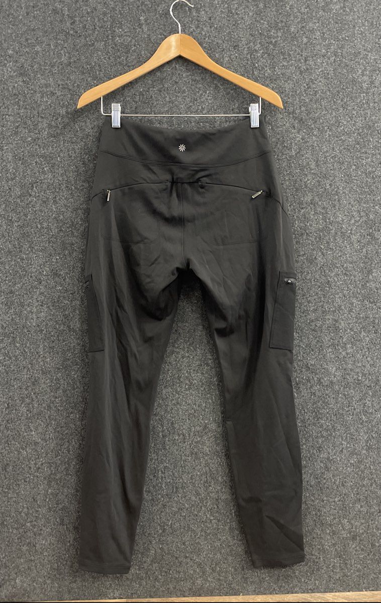 Athleta Women's Black Headlands Hybrid Cargo Tights Zipper Pockets Pants Sz 8