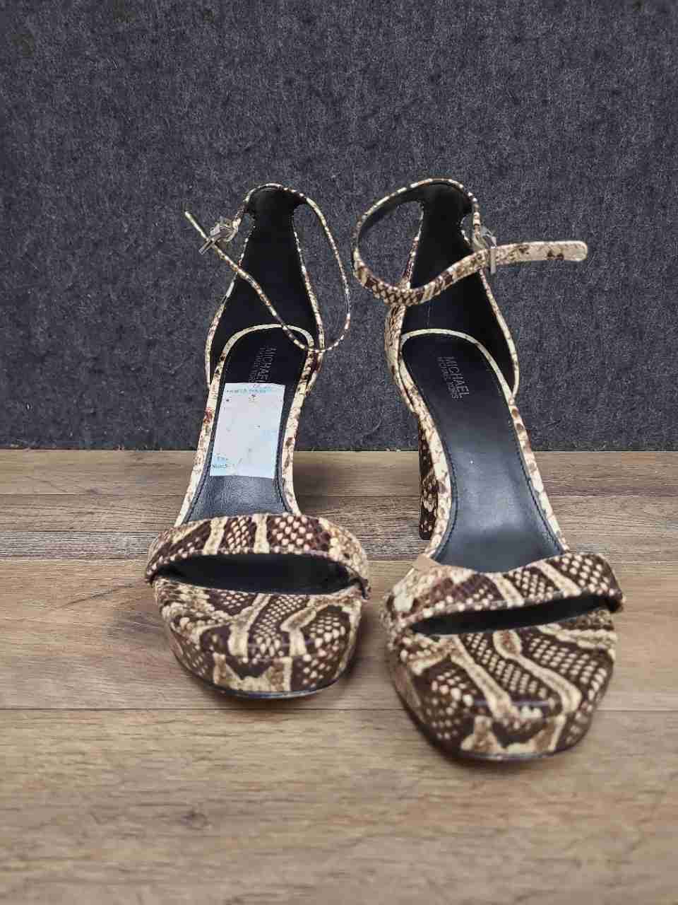 Michael Kors Jordyn Snakeskin Ankle Strap Platform Sandal Heels Size 7.5M
