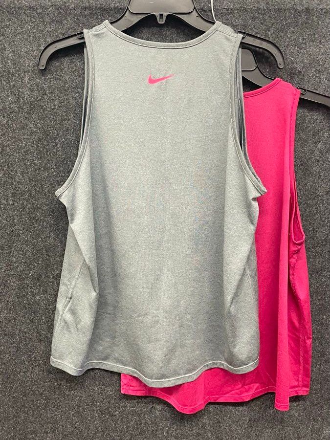 Nike Women's 2 Pack Dri-Fit Do It Anyway Workout Tank Tops Pink Gray Sz M
