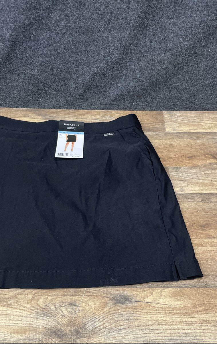 Rafaella Women's Black Stretch Skort Functional Pockets NWT Size Large