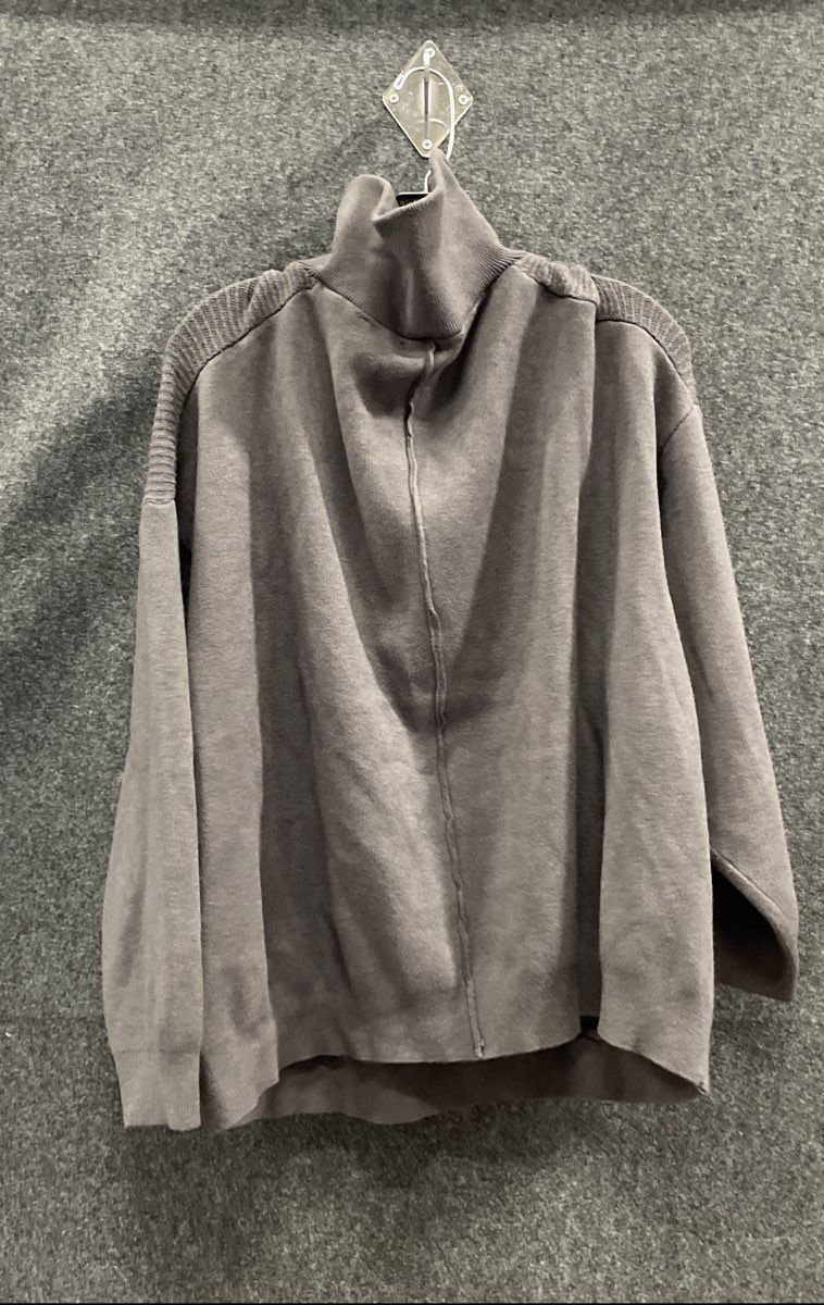 T Tahari Women's Gray Quarter Zip Ribbed Pullover Sweater Plus Size 2X