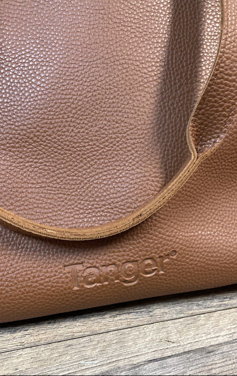 Tanger Tan Pebbled Tassel Tote Bag Large Handbag Shoulder Bag Brown
