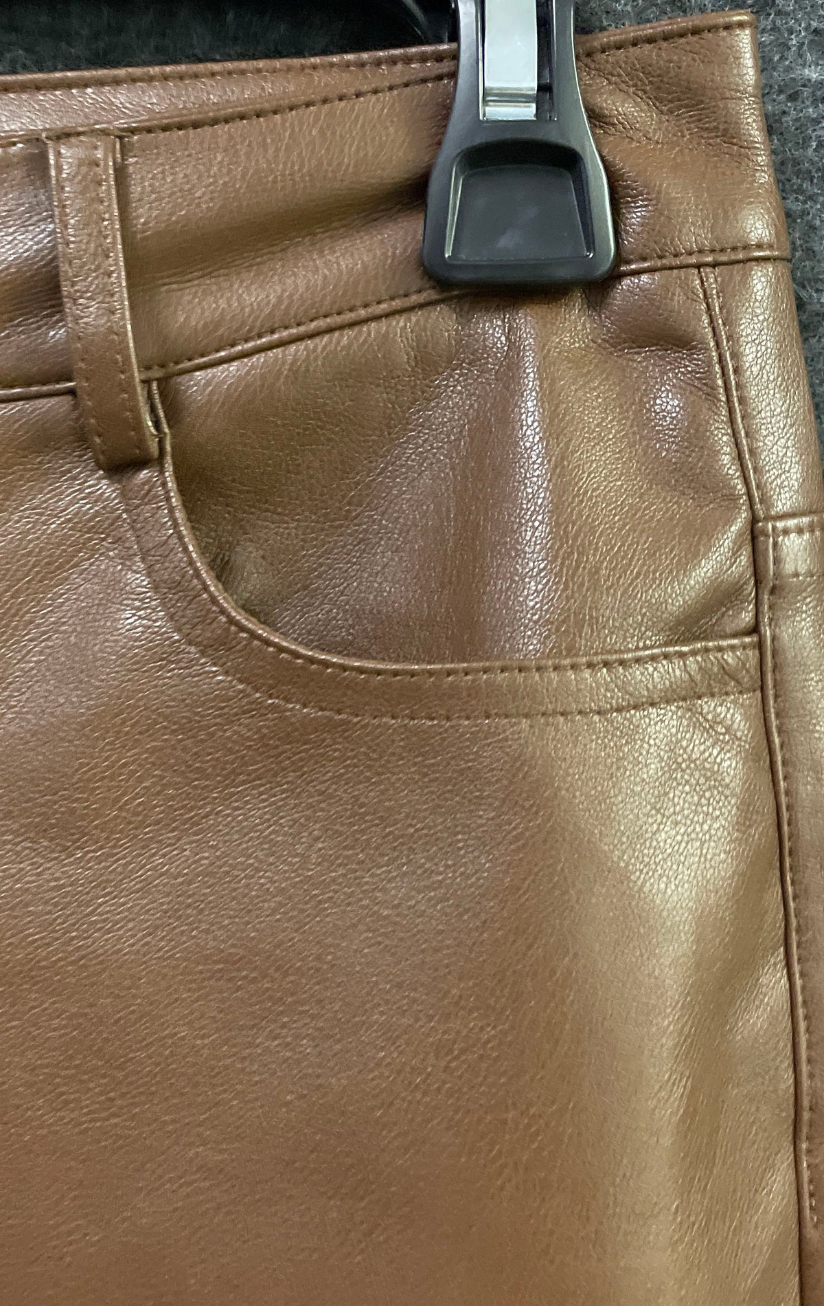 Pink Lily Women's Brown Faux Leather Straight Leg Pants Sz S