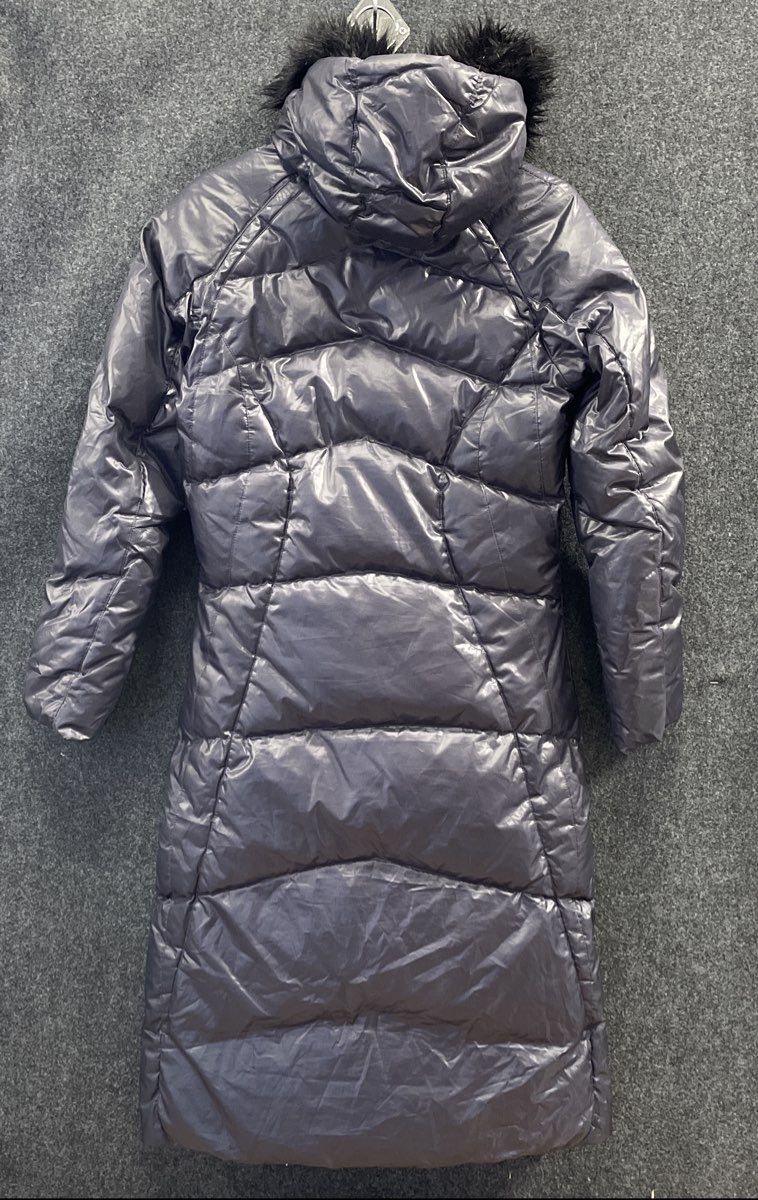 Nike Women's Long Puffer Parka Coat Navy Blue Down Filled Faux Fur Hood Sz M