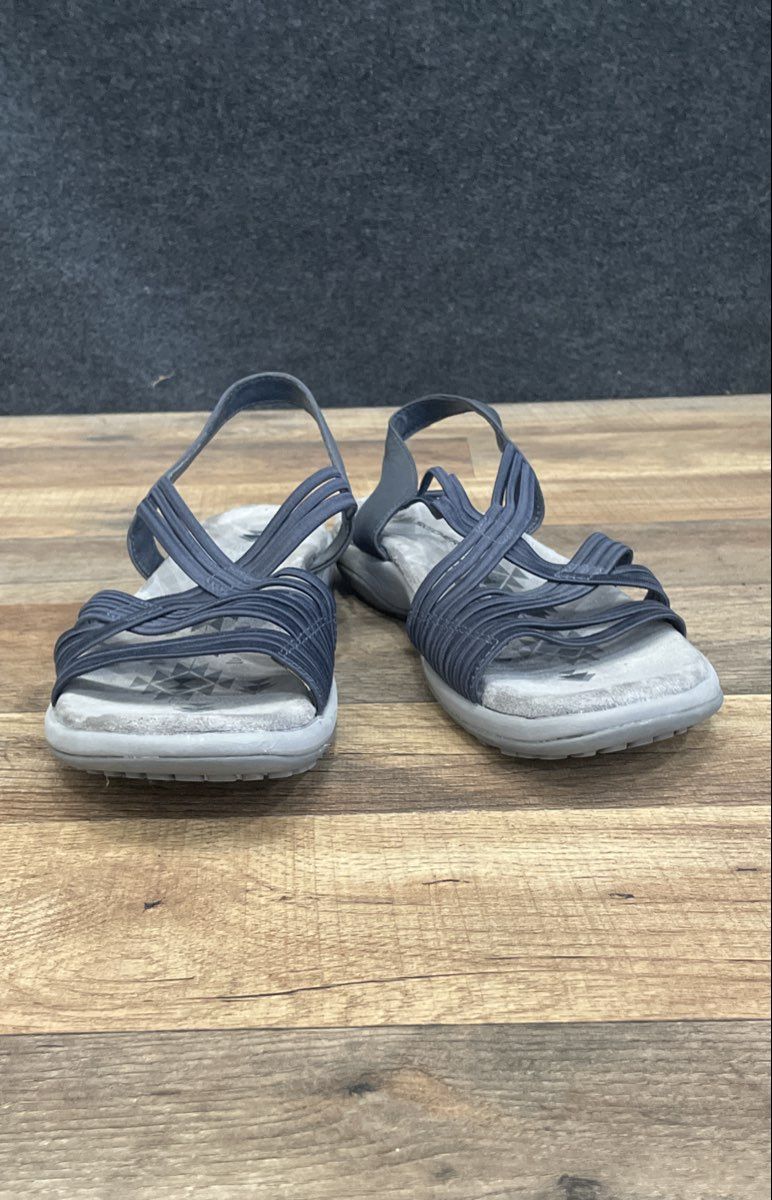 Skechers Memory Foam Strappy Slingback Navy Grey Sandals Women's Size 9