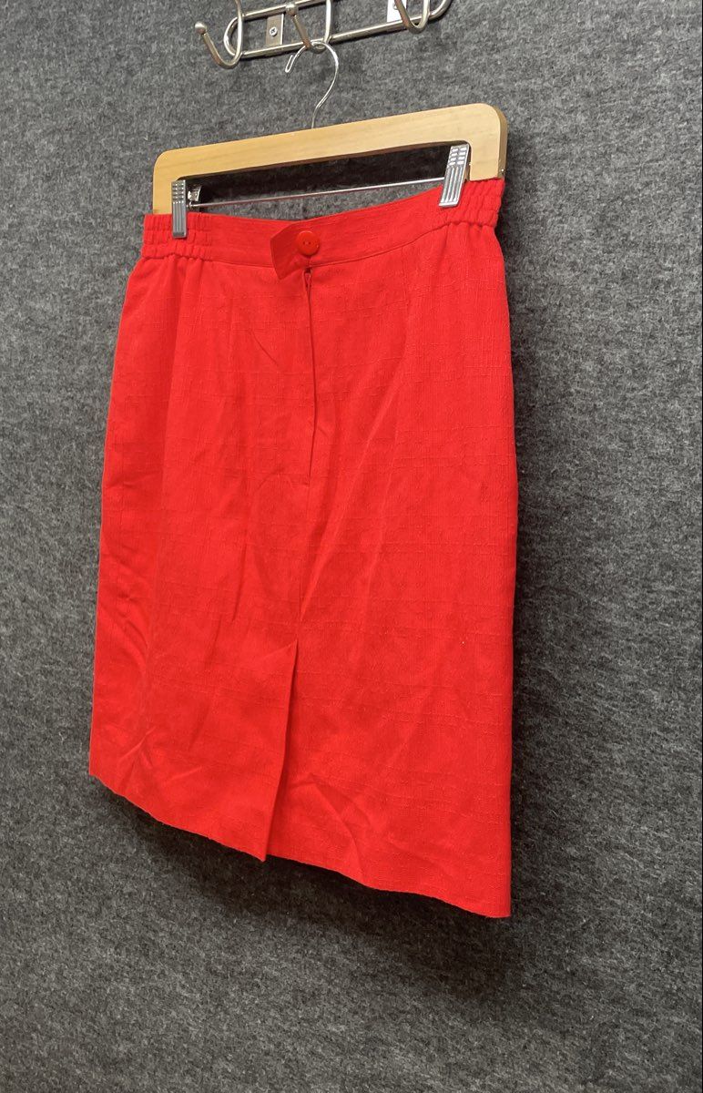 Vintage 90s JCPenney Women's Red Textured Elastic Waist Skirt Sz 12P