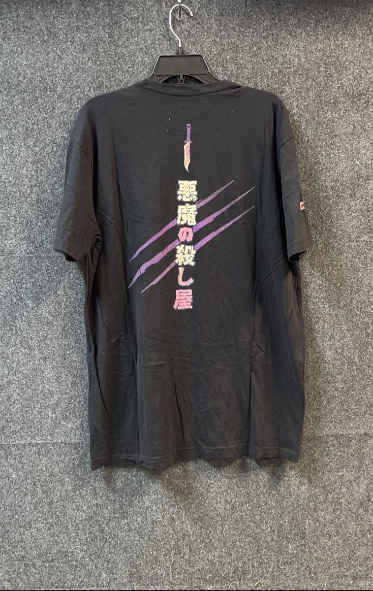 Shoto Men's T-Shirt Black VTuber Anime Graphic Kanji Knife Logo Size Large