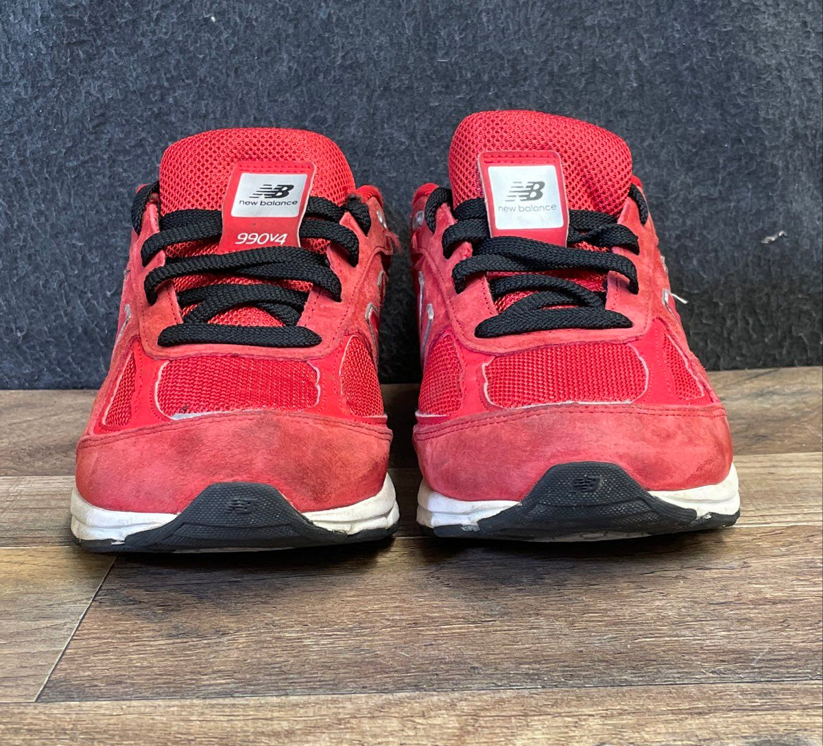 New Balance 990v4 Red Suede Mesh Running Shoes KJ990RDG Boy's Size 7