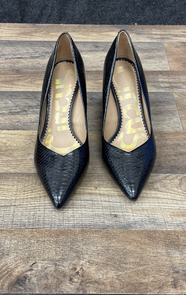 Circus By Sam Edelman Marlee Black Faux Snake Pointed Toe Pumps Size 9