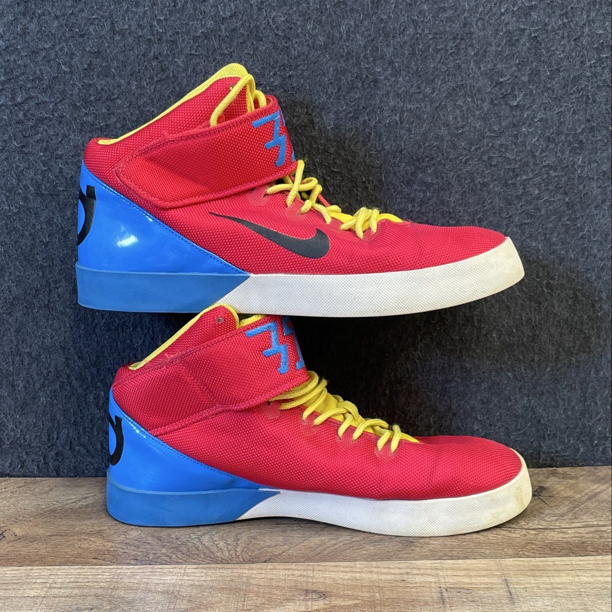 Nike KD Vulc GS University Red Blue Yellow High Top Sneakers Size 7Y
