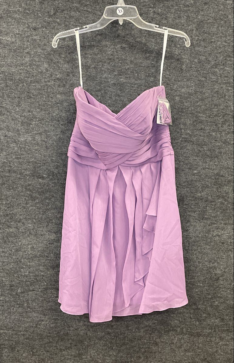 David's Bridal Women's Purple Chiffon Strapless Crisscross Bodice Dress Sz 12