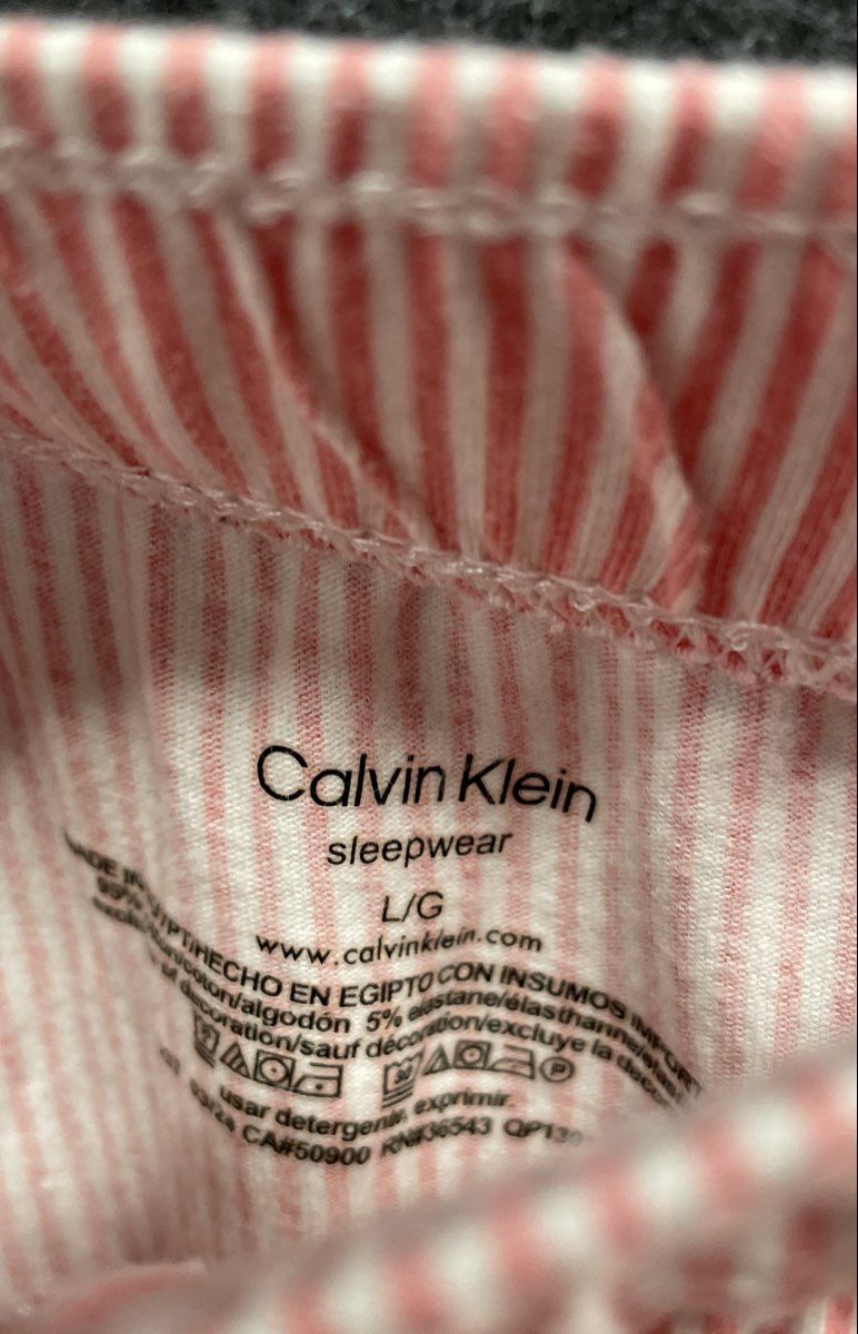 Calvin Klein Women's Pink White Striped Pajama Sleep Shorts Drawstring Sz L