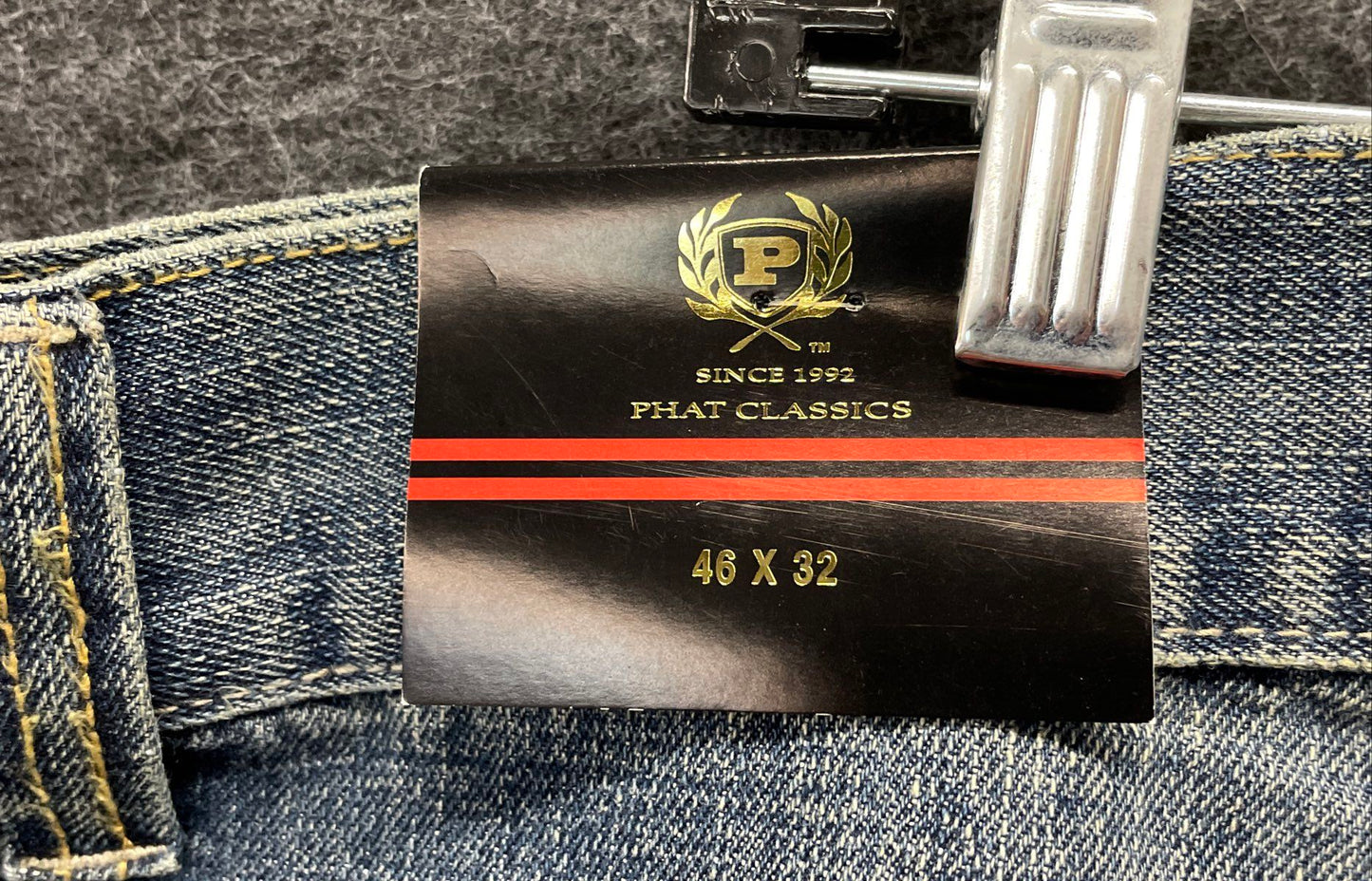 Vintage Y2K Phat Classics Men's Blue Argyle Relaxed Fit Jeans Sz 46x32 NWT