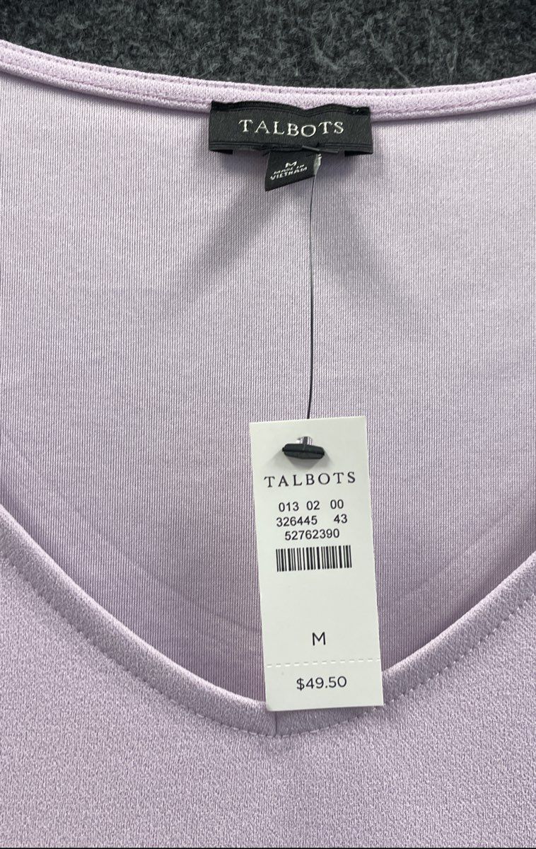 Talbots Women's Purple V-Neck Tie Front Peplum Sleeveless Top Sz M NWT